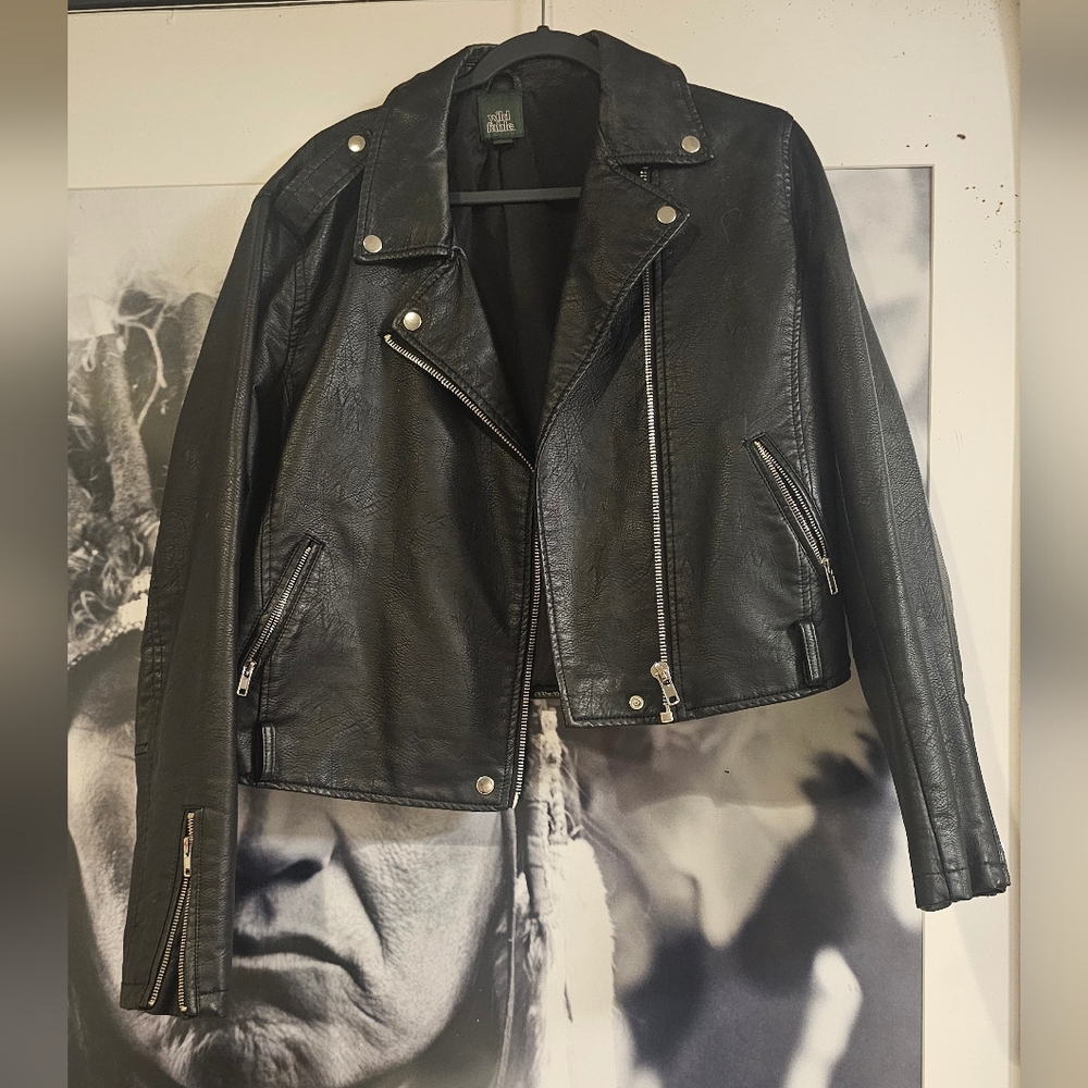 Wild Fable Faux Leather Biker Motorcycle Jacket Size - Picture 3 of 5